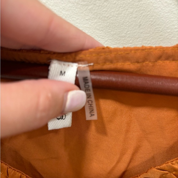 Rust Orange Ruffled Women's Top - Picture 3 of 5